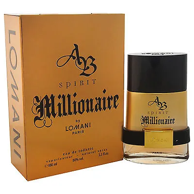 AB SPIRIT MILLIONAIRE By Lomani Men 3.3 Oz 3.4 Edt Cologne NEW IN BOX • $19.19