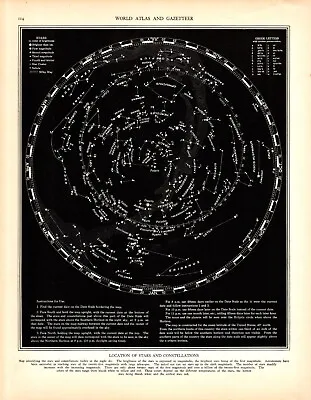 1937 Vintage Constellation Map Star Map Chart Astronomy Zodiac Wall Decor  1503 • $17.55