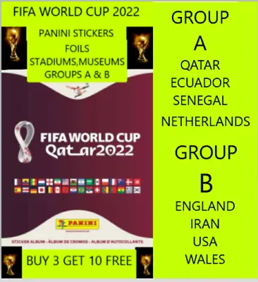 Panini Qatar 2022 Fifa World Cup Stickers Foils/ Group A & Group B Buy 3 Get 10 • £1.25