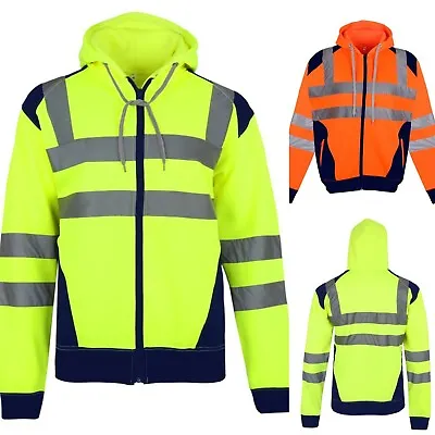 £12.95 • Buy Hi Viz Vis High Visibility Jacket Hoodie Work Zip Hooded SweatShirt Fleece S-5XL