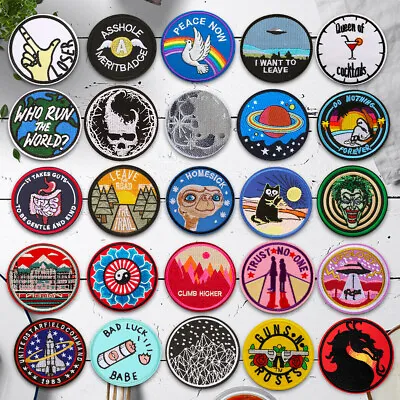 Circle Embroidered Sew On Iron On Patch Badge Fabric Craft Transfer Clothes Bag • $2.29