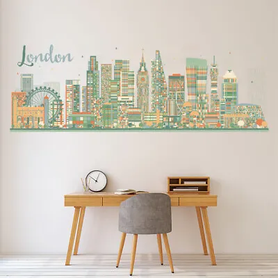 Colourful London City UK Skyline Wall Sticker WS-46328 • £12.98