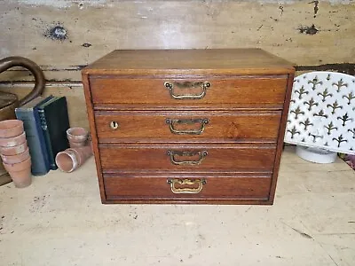 Antique Vintage Oak Bank Of Drawers  Watchmakers Filing Cabinet • £145