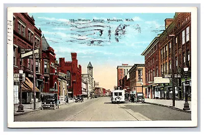 Western Avenue Muskegon Michigan MI Postcard • $3.99