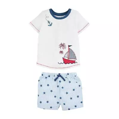 Mud Pie Sail Away Nautical Patriotic Sailboat Short Set  2T-3T 4T-5T • $34