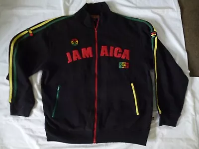 Vintage INNOCENTI Flying High Jamaica Logo Embroidered Fleece Jacket BLACK XL 46 • £49.99