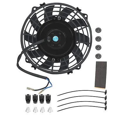 7  Inch Black Slim Fan Push Pull Electric Radiator Cooling 12V 800 CFM Mount Kit • $39.44