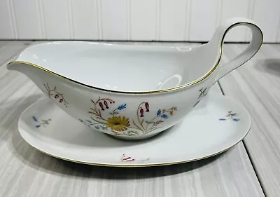 Eschenbach Bavaria Germany Gravy Boat Wildflower EUC W/ Underplate • $20