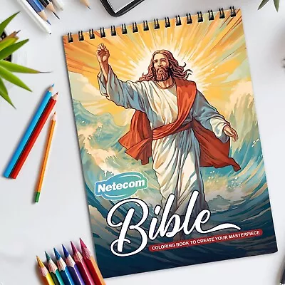 Bible Spiral Bound Coloring Book For Adults Easy Color To Stress Relief • $15.19