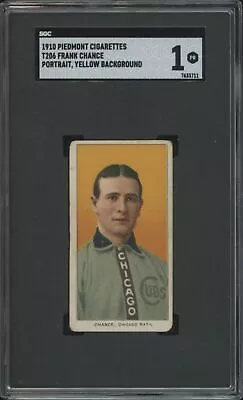 1909 T206 Frank Chance Poor Hof Portrait Yellow Piedmont 350 Sgc 1 Chicago Cubs • $420