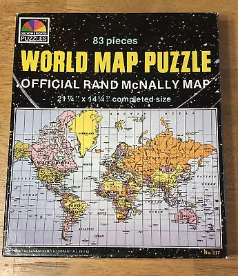 Vintage Rand McNally World Map Puzzle 83 Pieces Complete Selchow & Righter #517 • $5.99