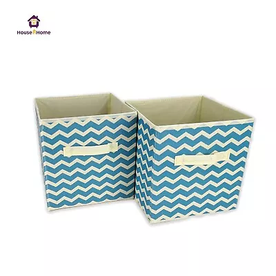 2x Non-woven Canvas Storage Folding Box Fabric Cube Cloth Basket Organiser Toys  • £5.95