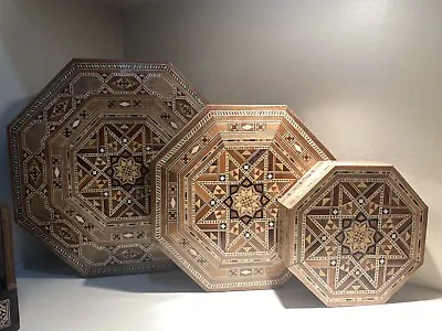 Octagon Mosaic Seat Of ThreeJewelry Boxes HandmadeWooden Christmas Present • $149.99