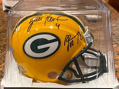 Aaron Rodgers / Brett Farve Autographed  Packers Mini Football Helmet / Steiner • $599.99