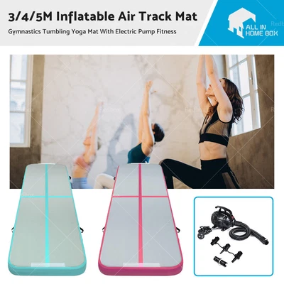$179 • Buy 3M 4M 5M Inflatable Yoga Mat With Electric Pump Air Track Gymnastics Tumbling
