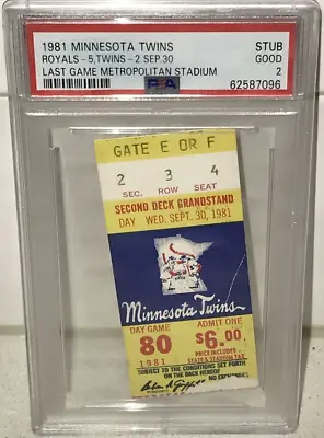 9/30/81 Met Metropolitan Stadium Last Regular Season Twins Game PSA Ticket Stub • $164.49