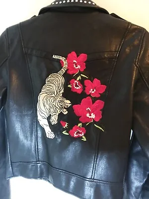 £15 • Buy E3. STRADIVARIUS - Ladies Studded Tiger Embroidered Jacket. Black. Size...