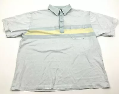 VINTAGE RHM Shirt Size Extra Large Blue Polo Short Sleeve Single Stitch Men 80's • $2.95