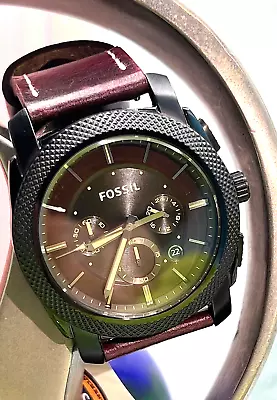 FOSSIL Chrono: Black St Steel Case-Bezel: Brown Face-Sub-Dials: Brownish Band • $35