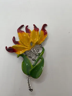 Flower Brooch Hand Painted Vintage • $14.99