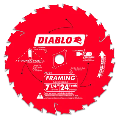 Diablo Tools D0724A 7-1/4 In. X 24 Tooth Framing Saw Blade • $9.97