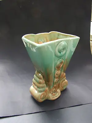 £60.40 • Buy DIANA AUSTRALIAN POTTERY VASE  GREEN BROWN  SHAPED WITH SPIRALS 1960's