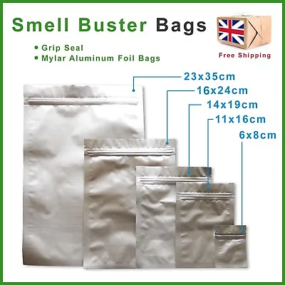 Smell Proof Bags Food & Herb Stash Odour Buster Grip Lock Mylar / Aluminum Foil • £3.35