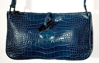 Longchamp Roseau Green Croc Embossed Toggle Shoulder Bag • $125