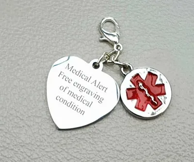 Medical ID Alert Identity Charm Unisex Free Engraving Any Contact Information • £6.99