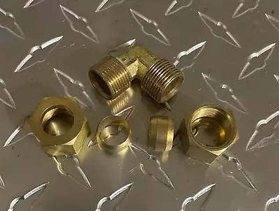 B-C2500-04-04 Brass Compression Tube Fitting 1/4  Tube OD X 1/4  Tube OD  90 Deg • $2.10