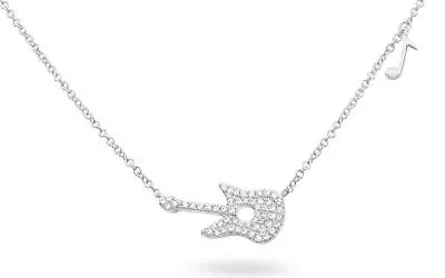 Estate .15ct Diamond 14kt White Gold 3d Musical Note Pave Guitar Fun Necklace • $1392.30