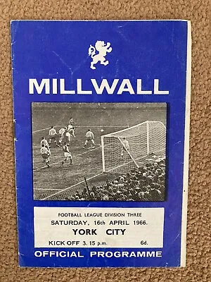 Millwall V York City Programme 16/4/66 • £1.49