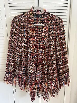 Zara Frayed Tweed Jacket With Fringe Detail M • $19.99