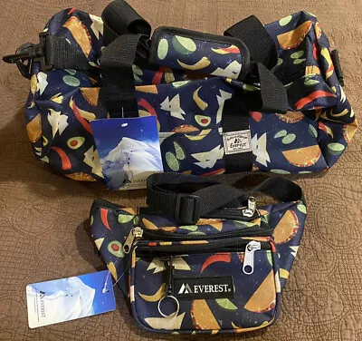 New EVEREST Taco Avocado Design Fanny Waist Pack & Small Duffel Bag 17x8” Travel • $33.95