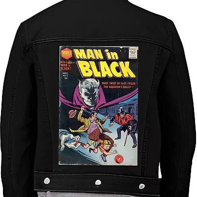 Man In Black Vintage Horror Comic Book Cover Iron On Jacket Back Patch Punk Goth • £11.95