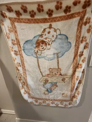 Vintage Novatex Baby Teddy Bear And Dog Swing Plush Blanket (BONUS BLANKET!!) • $59.99