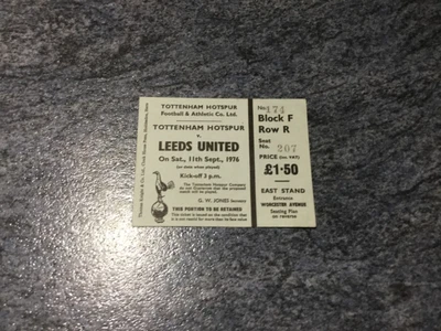 £9 • Buy TICKET 76/7 Tottenham Spurs V Leeds United 11/9/1976