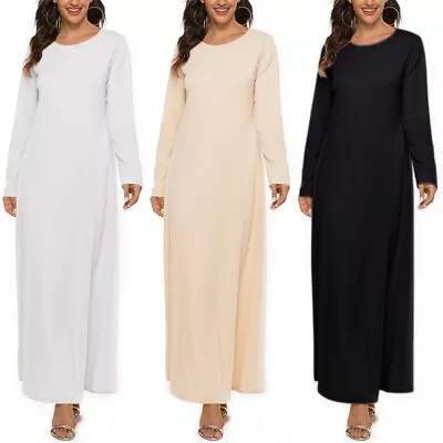Women Plain Abaya Islamic Burkha Kaftan Farasha Jilbab Long Jersey Maxi Dress • £9.79