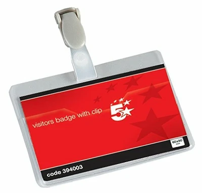 £12.97 • Buy Premium Office Name Badges Visitors Landscape With Plastic Clip 60x90mm Pack 25