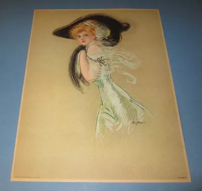Old Vintage 1909 Antique VICTORIAN PRINT - Art Nouveau - LADY - Maud Stumm  • $12.99