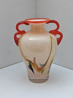 Vintage Venetian Art MURANO LAVORAZIONE Italian Hand Blown Glass Vase 6” • $48.75