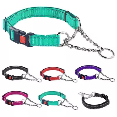 Nylon Reflective Half Chain Martingale Dog Choke Collar Training Guardian Gear • £8.39
