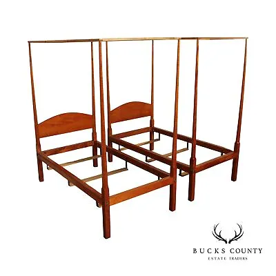 Tiger Maple Custom Pair Of Twin Canopy Poster Beds • $3495
