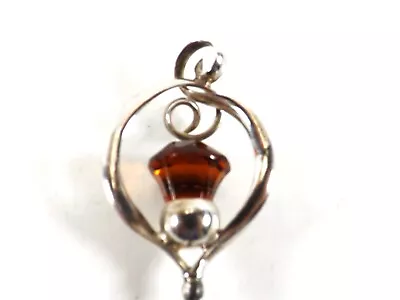 Antique Silver Hatpin By Charles Horner / Thistle With Amber Top Ref 281/13 • £21
