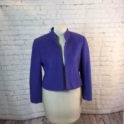 Vintage Elliott Lauren Blazer Wool Mohair Jacket Purple Nehru Collar Size 8 • $15