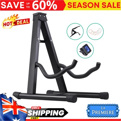 $30.97 • Buy ALPHA Folding Acoustic Guitar Stand Bass Floor Rack Holder Accessories Pack