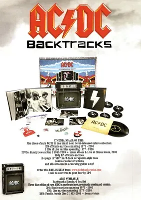 Ptp60 Magazine Advert 11x9  Ac/dc : Back Tracks Box Set • £10