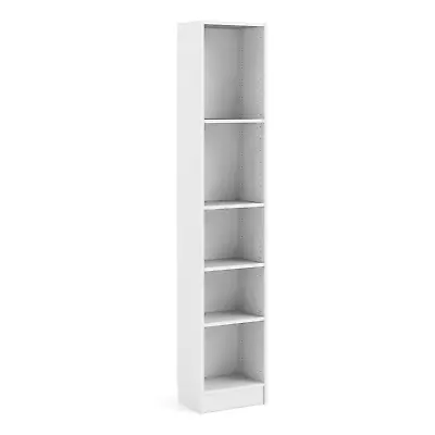 Basic Tall Narrow Bookcase (4 Shelves) In White • £105.43