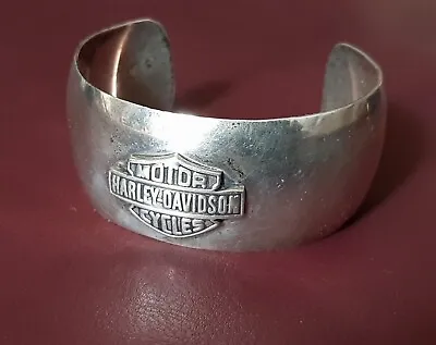 Harley Davidson Fat Cuff Braclet Sterling Silver 925 Adjusts Woman M/ Lg. Men Sm • $169.90