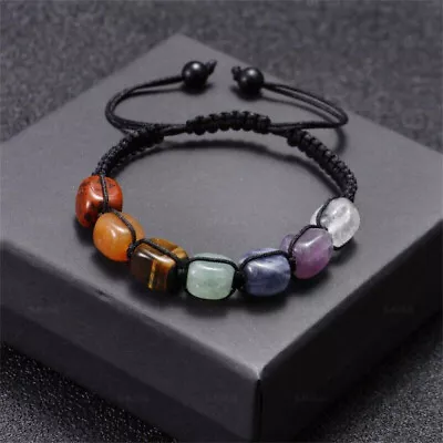 2x Crystal Gemstone Bracelet 7 Chakra Bead Anxiety Stone Jewellery Healing Reiki • $15.39